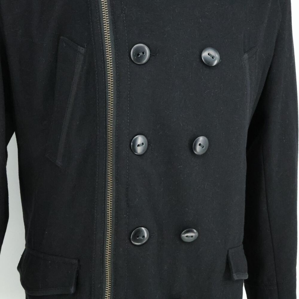 Calvin Klein Jeans Coat Jacket Mens XL Black Wool Blend Double Breasted Full Zip - Picture 11 of 16